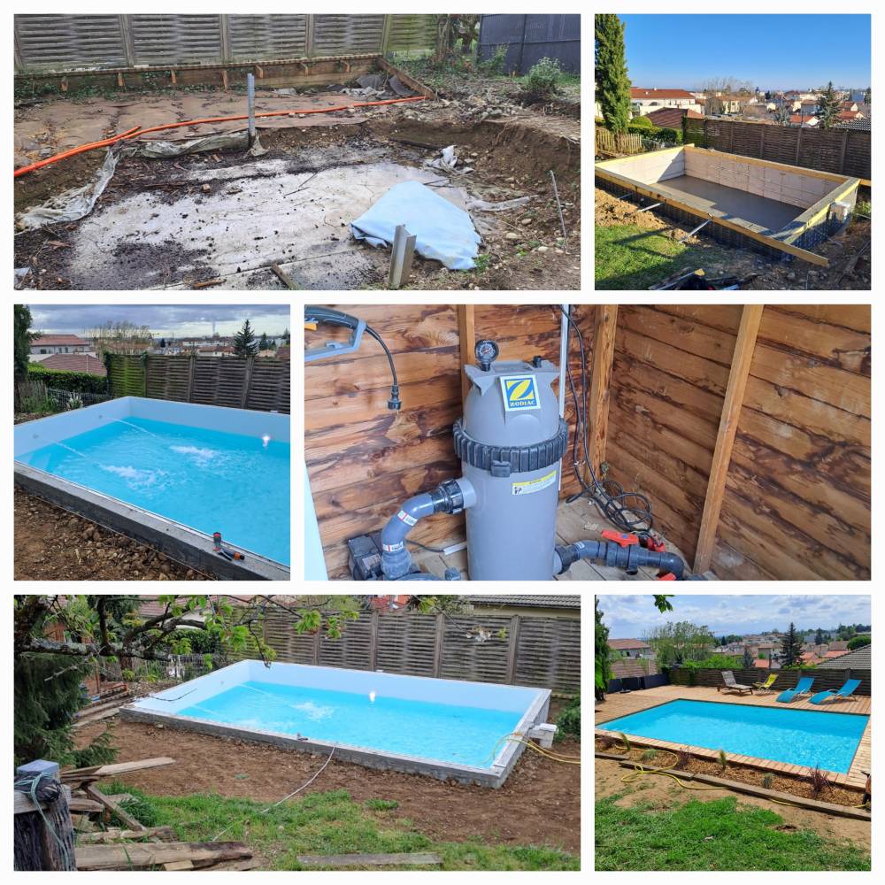 Constrcution Piscine Béton Semi Enterré 7x4